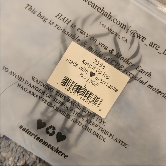 NWT- We Are HAH- Black- Large - Keep it Up Swim Top- Tie Back - Picture 2 of 8